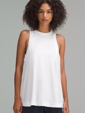 Lululemon white long cotton crewneck tank top